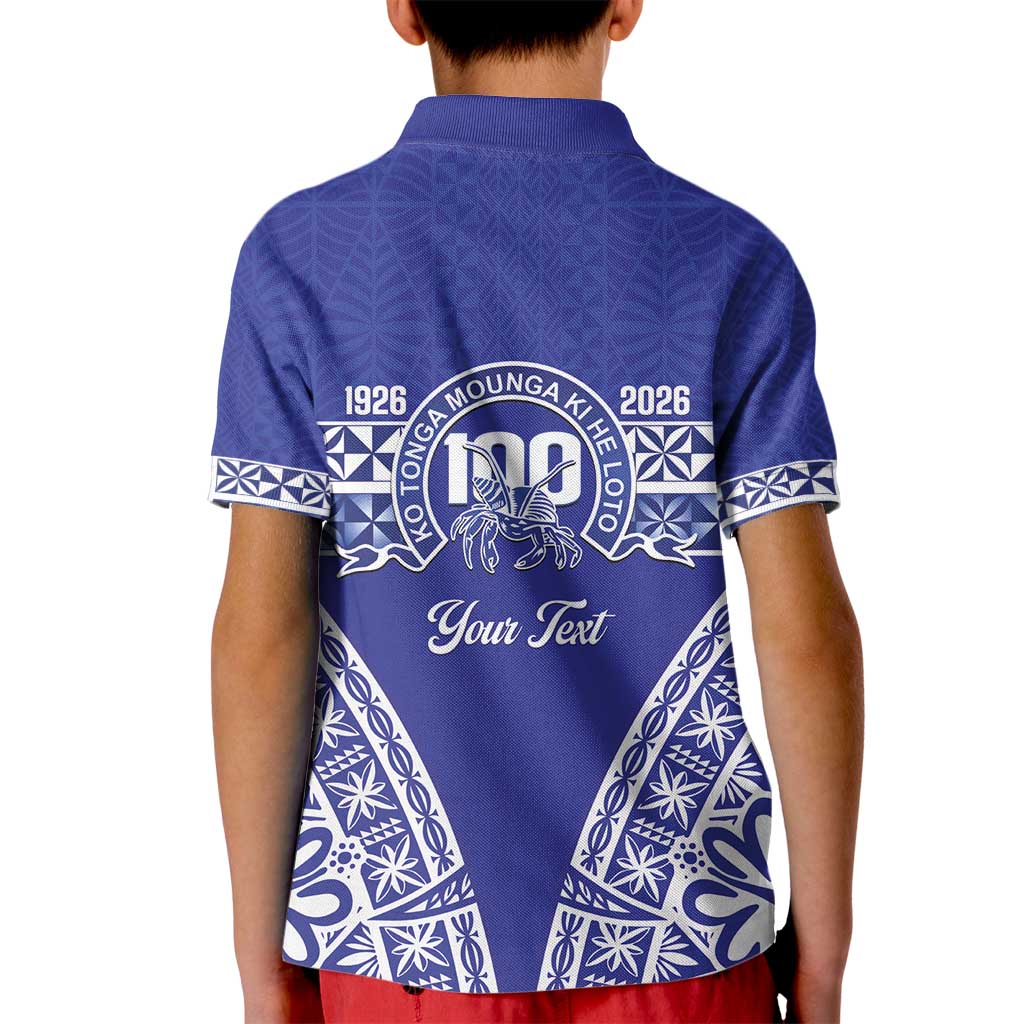 Personalised Queen Salote College Kid Polo Shirt Kolisi Fefine 100th Anniversary Kupesi Blue - Polynesian Pride