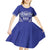 Personalised Queen Salote College Kid Short Sleeve Dress Kolisi Fefine 100th Anniversary Kupesi Blue - Polynesian Pride