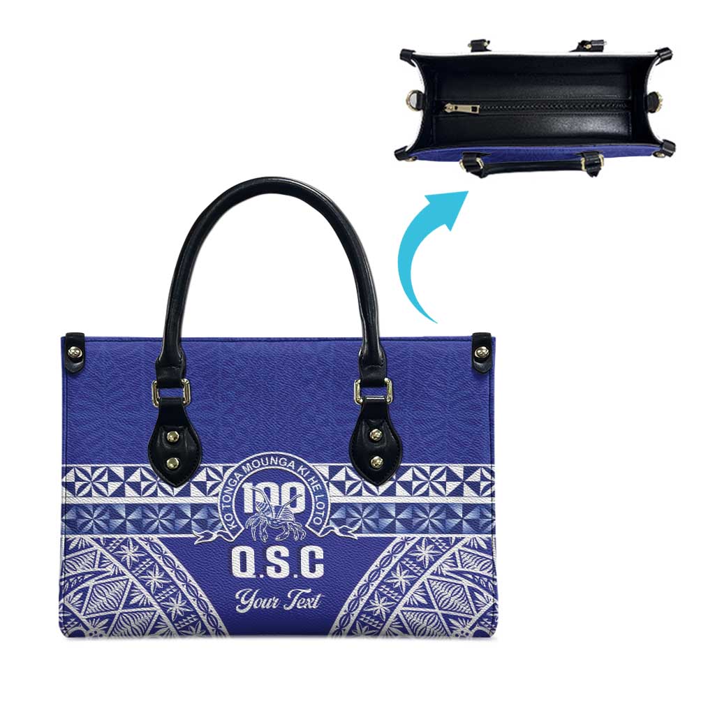 Personalised Queen Salote College Leather Bag Kolisi Fefine 100th Anniversary Kupesi Blue - Polynesian Pride