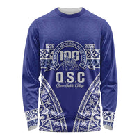 Personalised Queen Salote College Long Sleeve Shirt Kolisi Fefine 100th Anniversary Kupesi Blue - Polynesian Pride