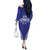 Personalised Queen Salote College Off The Shoulder Long Sleeve Dress Kolisi Fefine 100th Anniversary Kupesi Blue - Polynesian Pride