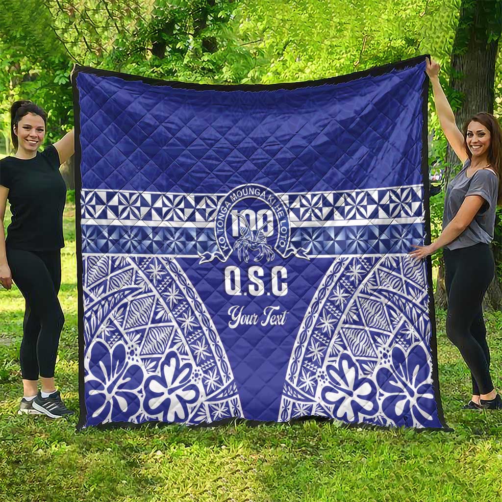Personalised Queen Salote College Quilt Kolisi Fefine 100th Anniversary Kupesi Blue - Polynesian Pride