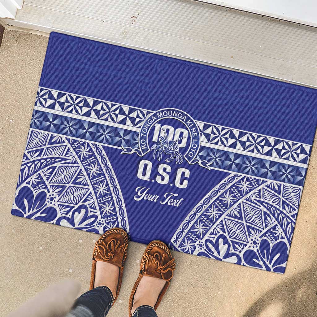 Personalised Queen Salote College Rubber Doormat Kolisi Fefine 100th Anniversary Kupesi Blue - Polynesian Pride
