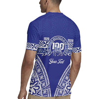Personalised Queen Salote College Rugby Jersey Kolisi Fefine 100th Anniversary Kupesi Blue - Polynesian Pride