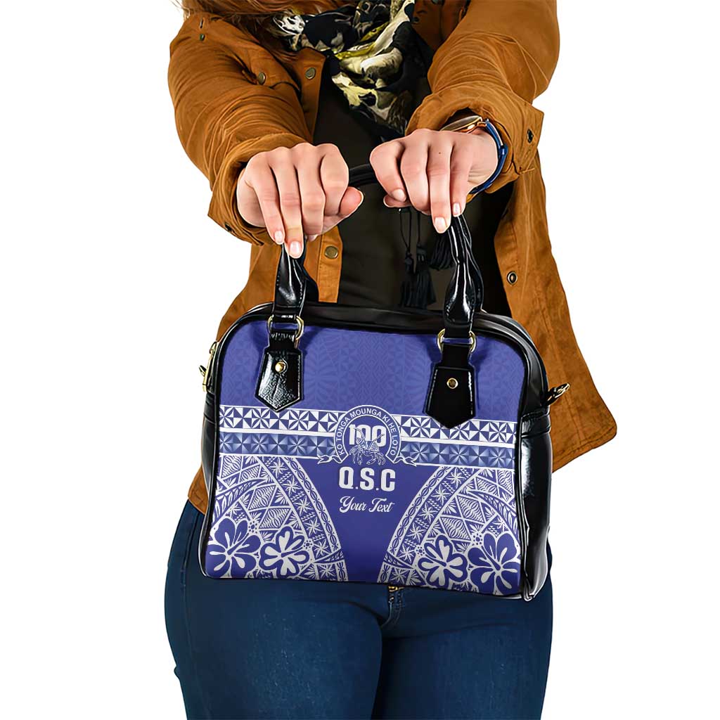 Personalised Queen Salote College Shoulder Handbag Kolisi Fefine 100th Anniversary Kupesi Blue - Polynesian Pride