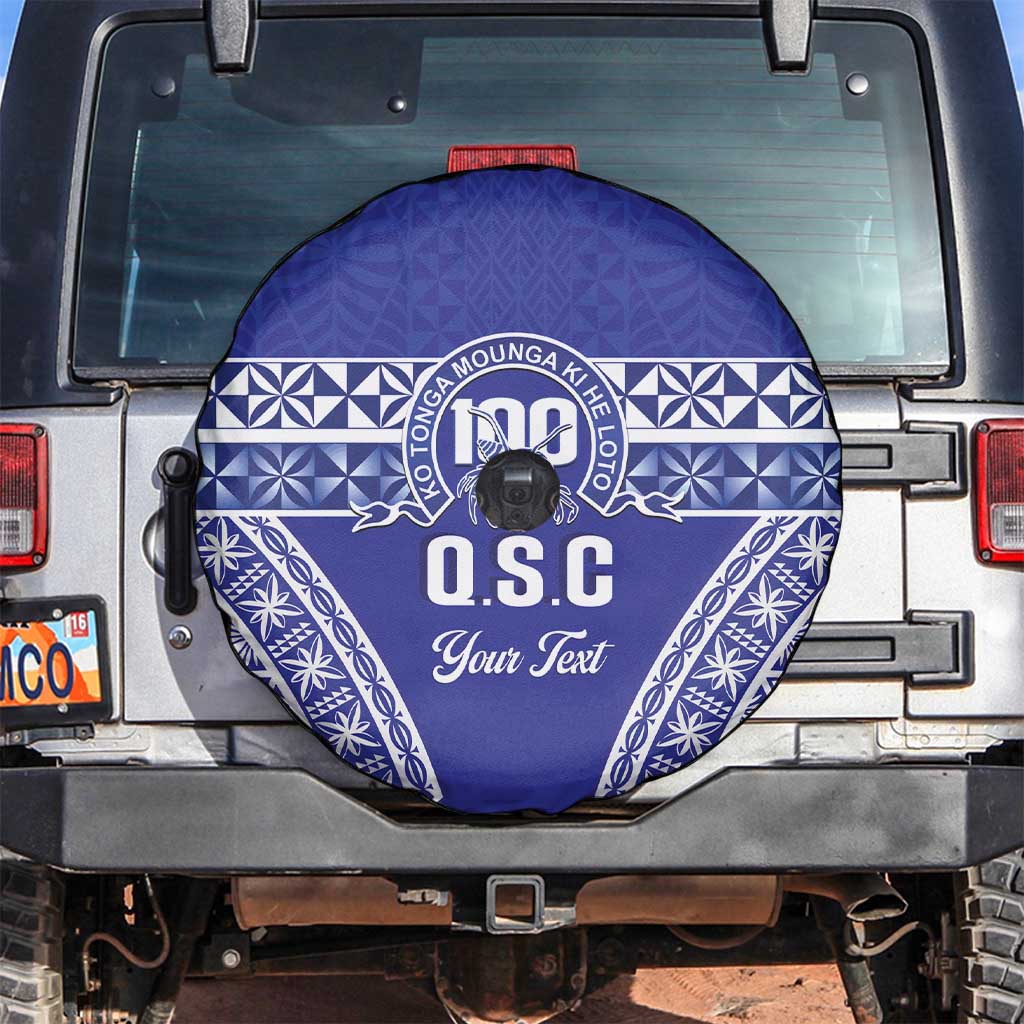 Personalised Queen Salote College Spare Tire Cover Kolisi Fefine 100th Anniversary Kupesi Blue - Polynesian Pride