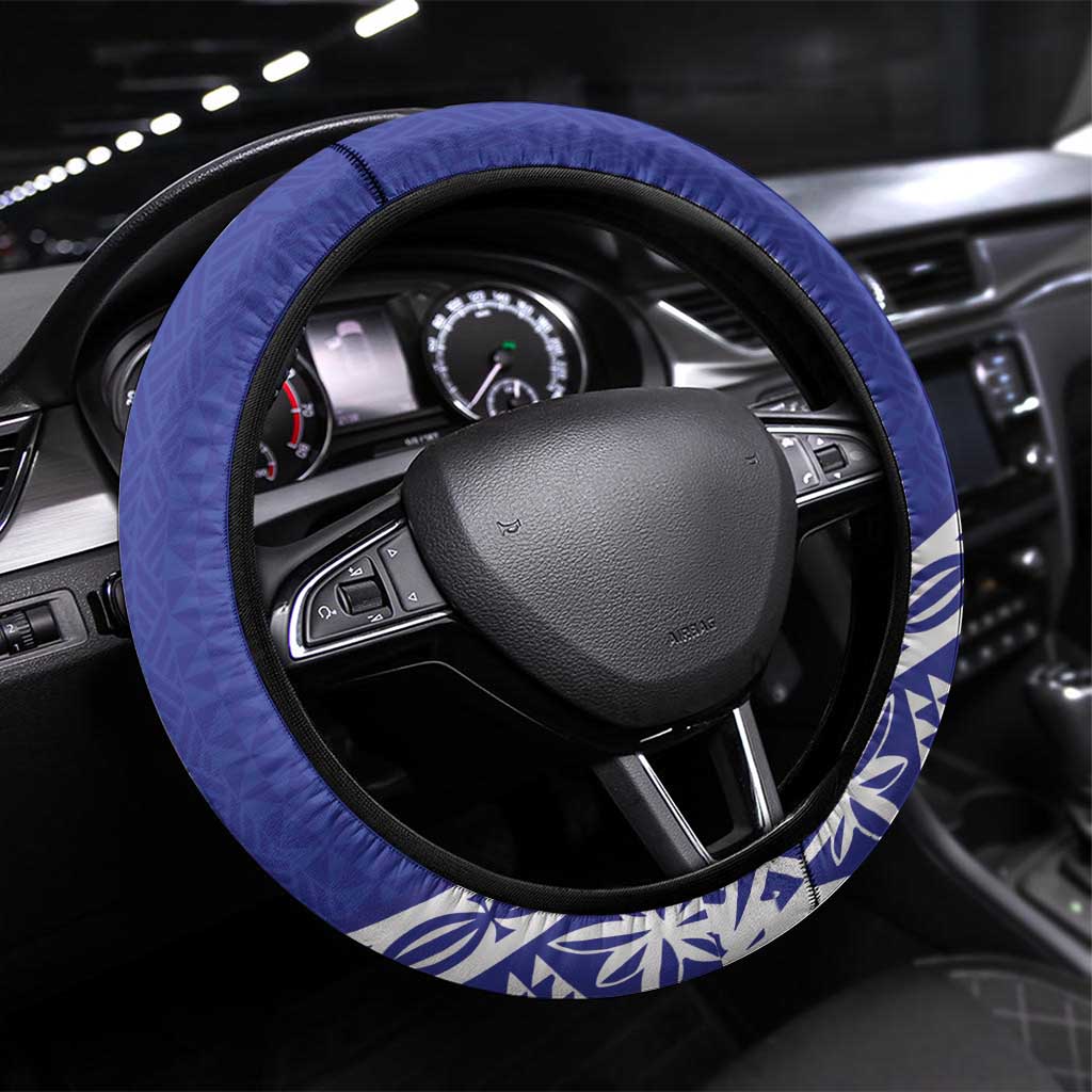 Queen Salote College Steering Wheel Cover Kolisi Fefine 100th Anniversary Kupesi Blue - Polynesian Pride