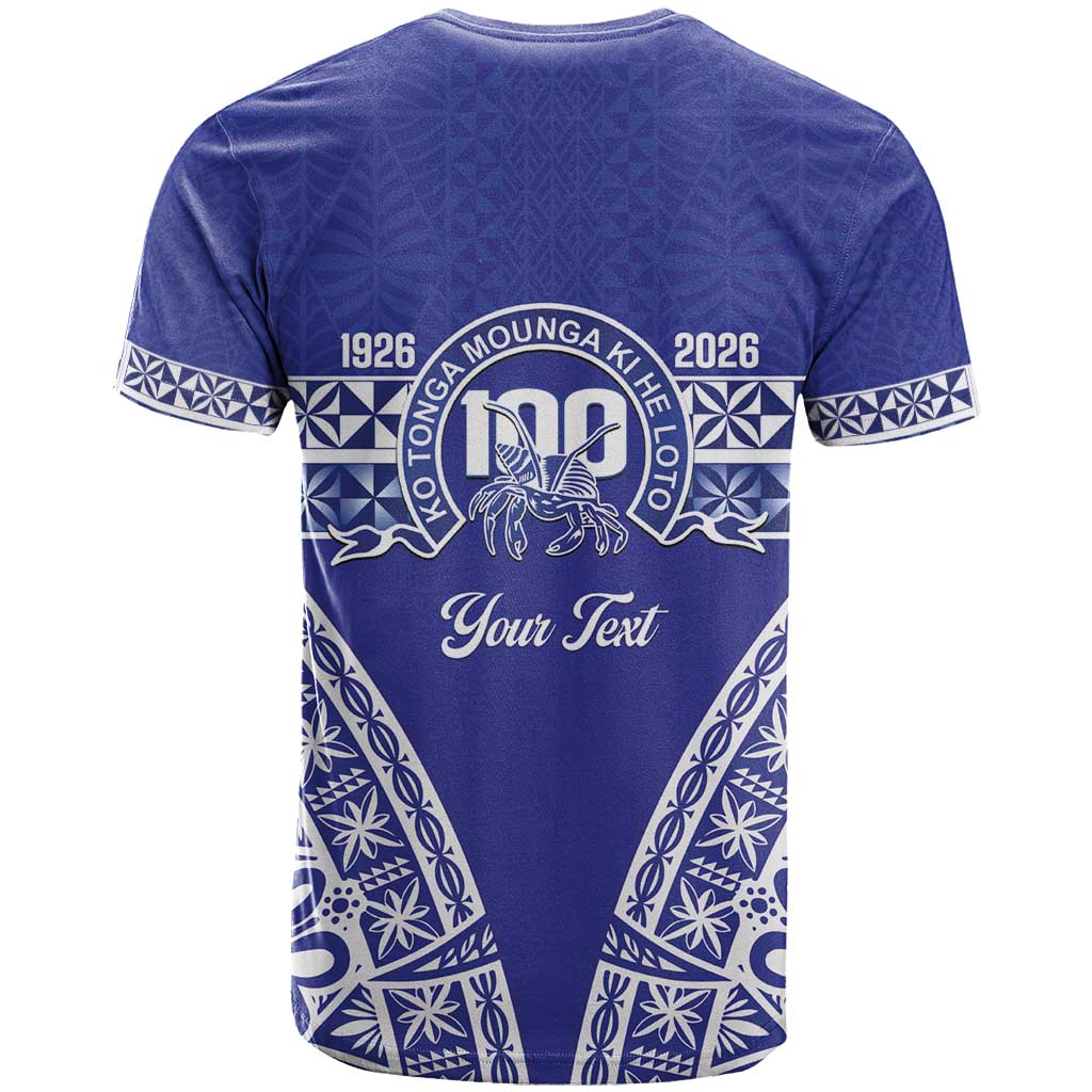 Personalised Queen Salote College T Shirt Kolisi Fefine 100th Anniversary Kupesi Blue - Polynesian Pride