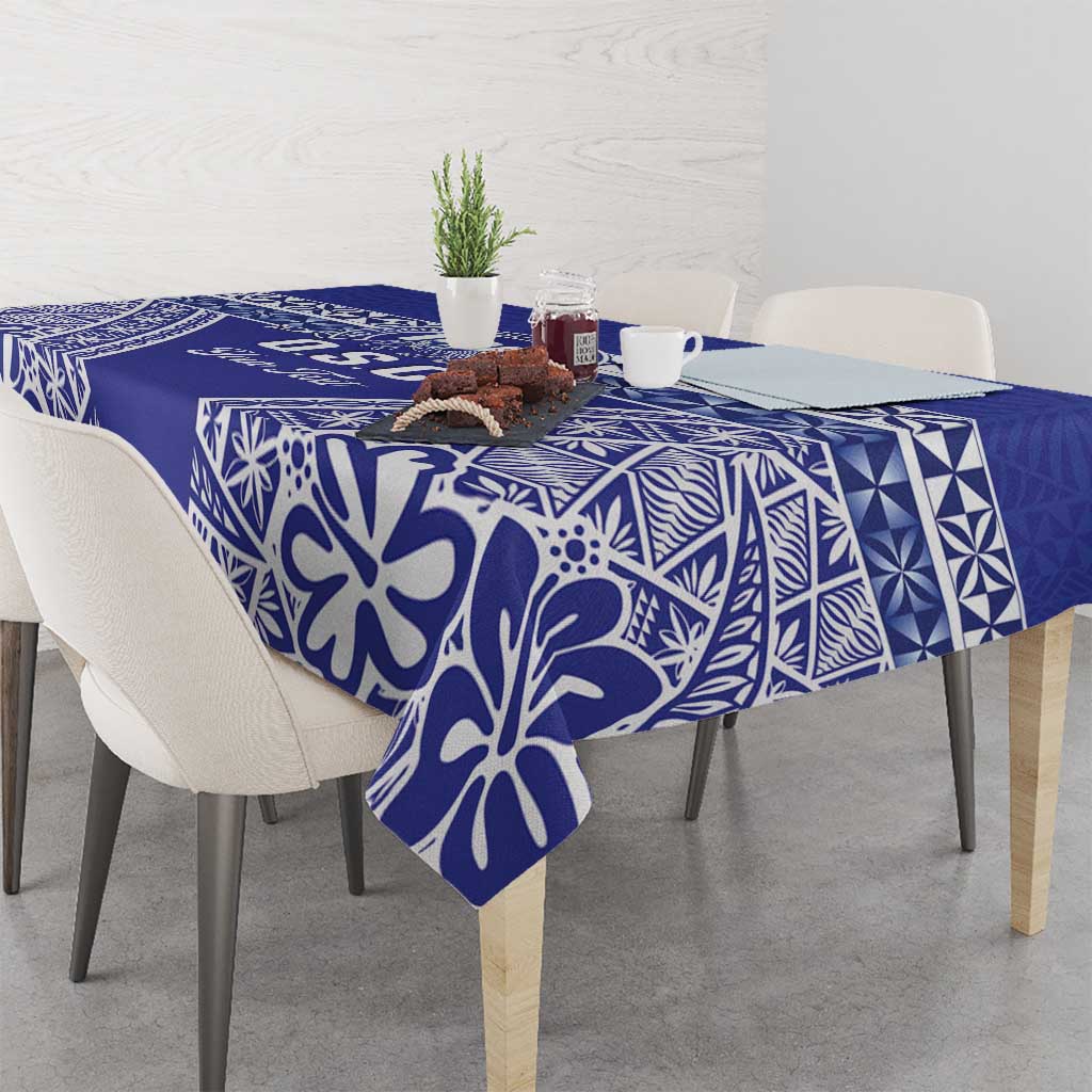 Personalised Queen Salote College Tablecloth Kolisi Fefine 100th Anniversary Kupesi Blue - Polynesian Pride