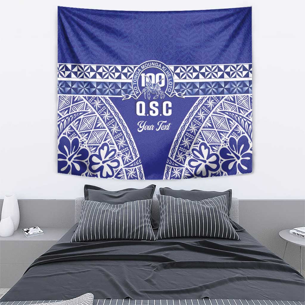 Personalised Queen Salote College Tapestry Kolisi Fefine 100th Anniversary Kupesi Blue - Polynesian Pride
