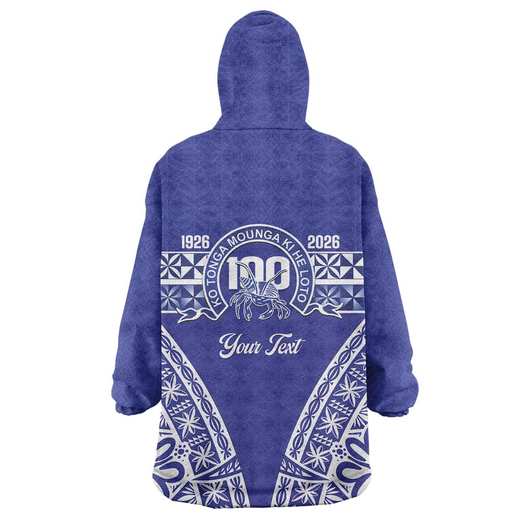 Personalised Queen Salote College Wearable Blanket Hoodie Kolisi Fefine 100th Anniversary Kupesi Blue - Polynesian Pride