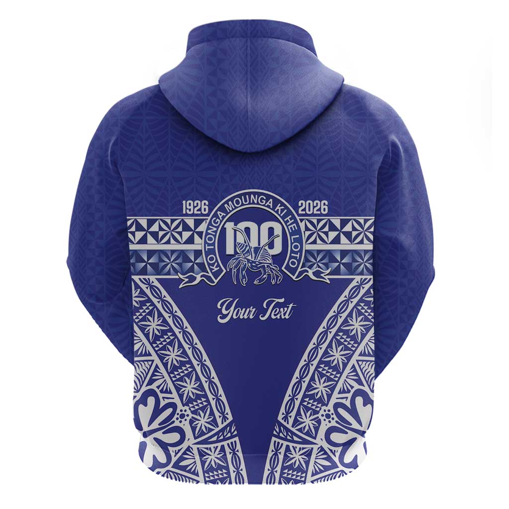 Personalised Queen Salote College Zip Hoodie Kolisi Fefine 100th Anniversary Kupesi Blue - Polynesian Pride