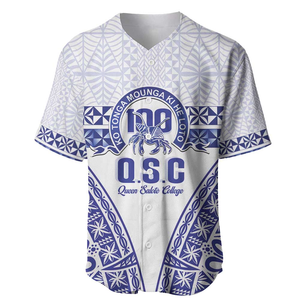 Personalised Queen Salote College Baseball Jersey Kolisi Fefine 100th Anniversary Kupesi White - Polynesian Pride