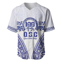 Personalised Queen Salote College Baseball Jersey Kolisi Fefine 100th Anniversary Kupesi White - Polynesian Pride