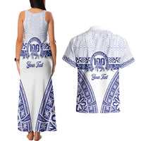 Personalised Queen Salote College Couples Matching Tank Maxi Dress and Hawaiian Shirt Kolisi Fefine 100th Anniversary Kupesi White - Polynesian Pride