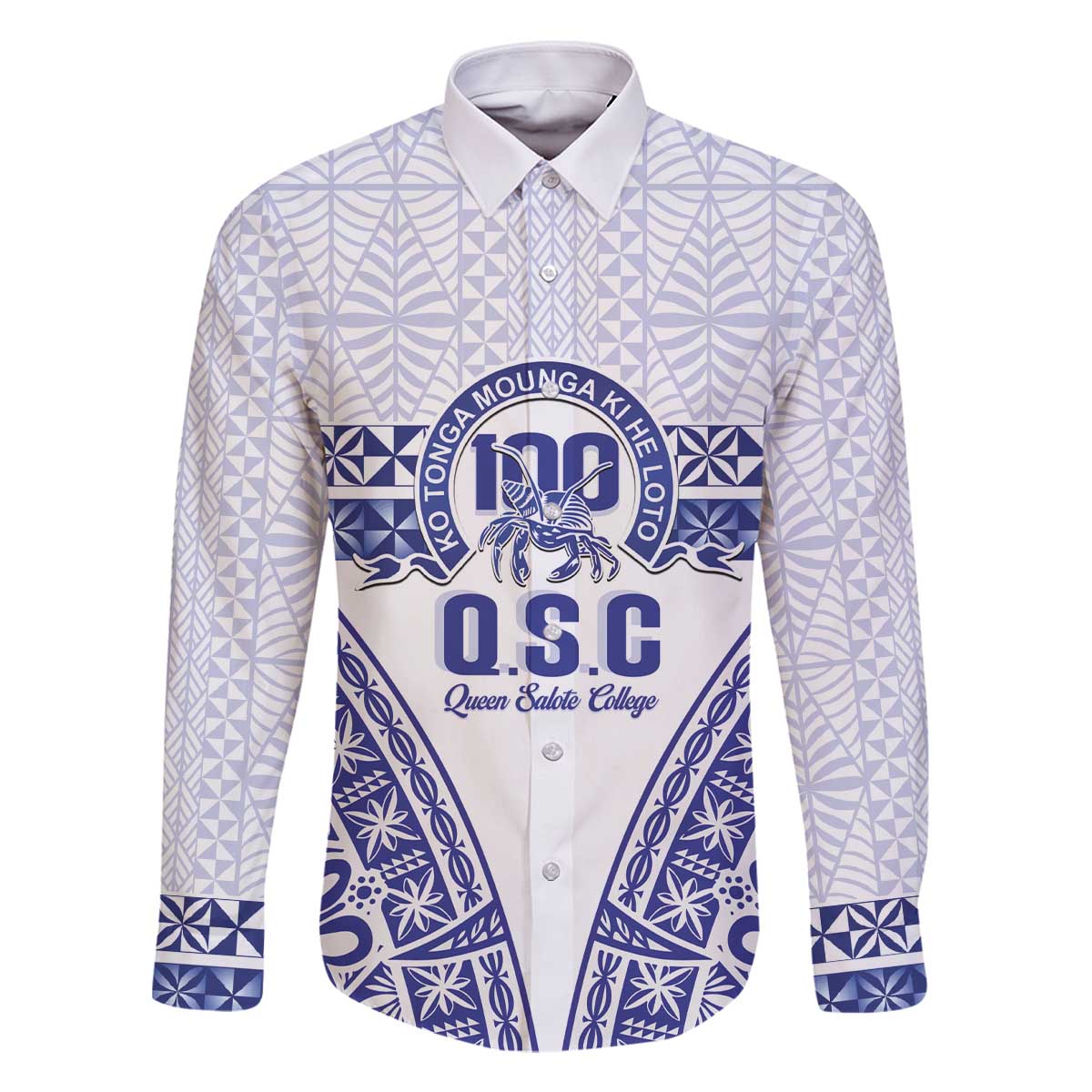 Personalised Queen Salote College Family Matching Off The Shoulder Long Sleeve Dress and Hawaiian Shirt Kolisi Fefine 100th Anniversary Kupesi White - Polynesian Pride