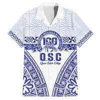 Personalised Queen Salote College Family Matching Short Sleeve Bodycon Dress and Hawaiian Shirt Kolisi Fefine 100th Anniversary Kupesi White - Polynesian Pride