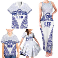 Personalised Queen Salote College Family Matching Tank Maxi Dress and Hawaiian Shirt Kolisi Fefine 100th Anniversary Kupesi White - Polynesian Pride