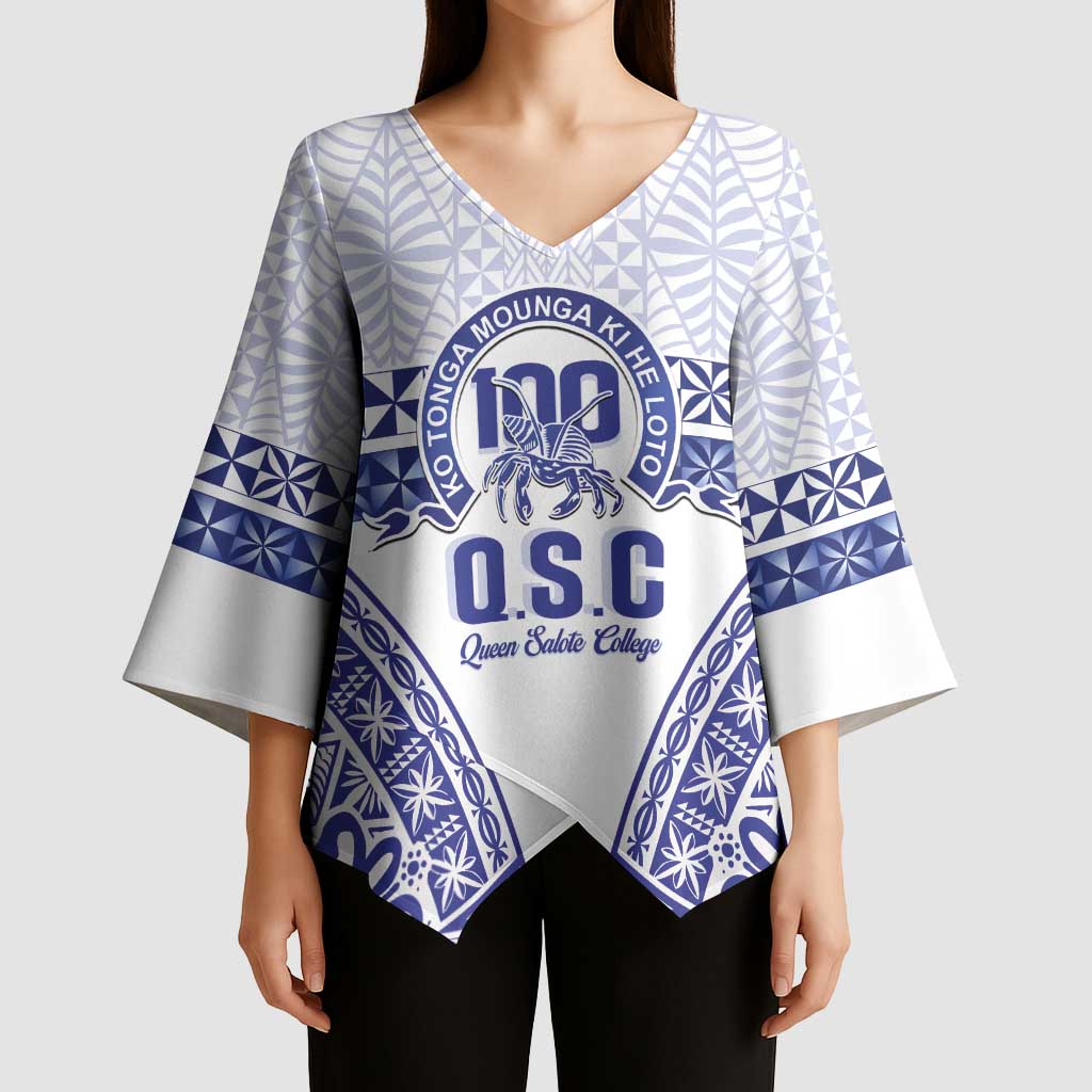 Personalised Queen Salote College Kimono Sleeve Blouse Kolisi Fefine 100th Anniversary Kupesi White - Polynesian Pride