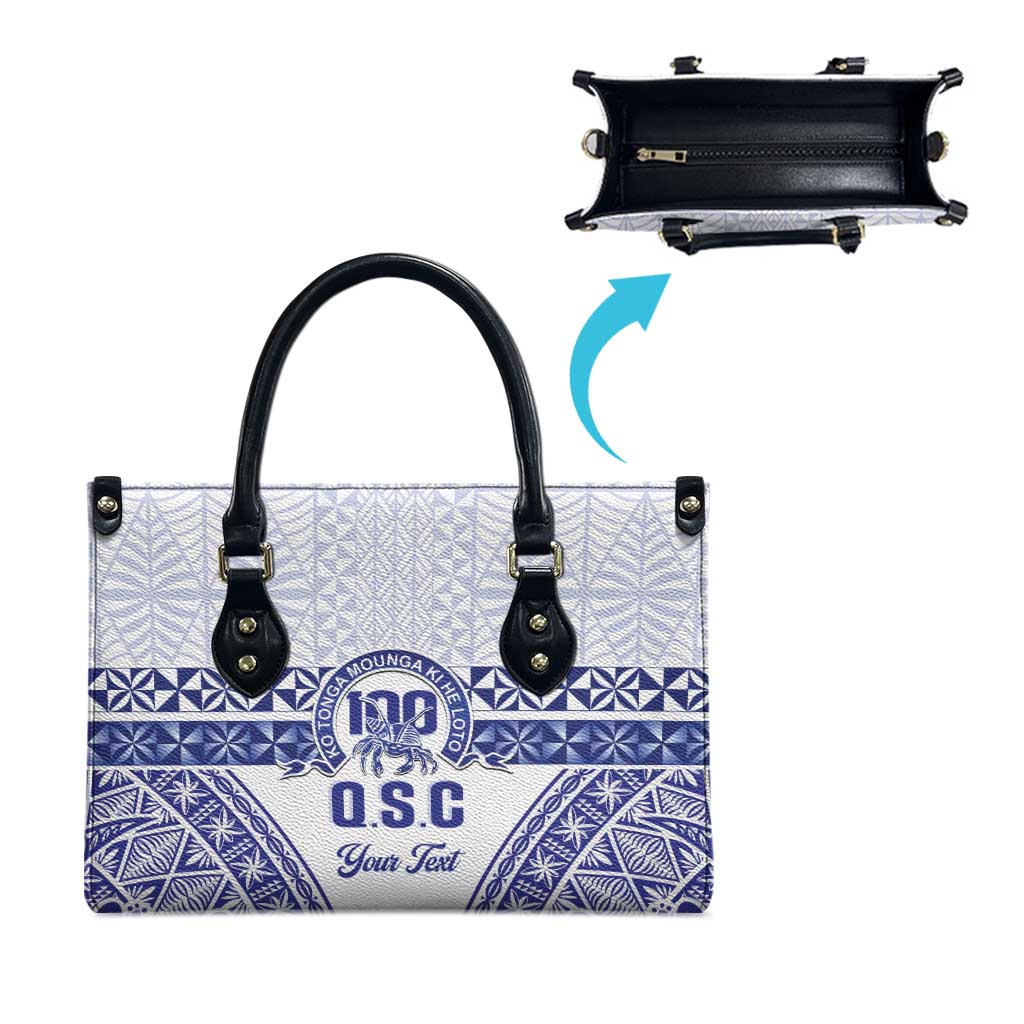 Personalised Queen Salote College Leather Bag Kolisi Fefine 100th Anniversary Kupesi White - Polynesian Pride