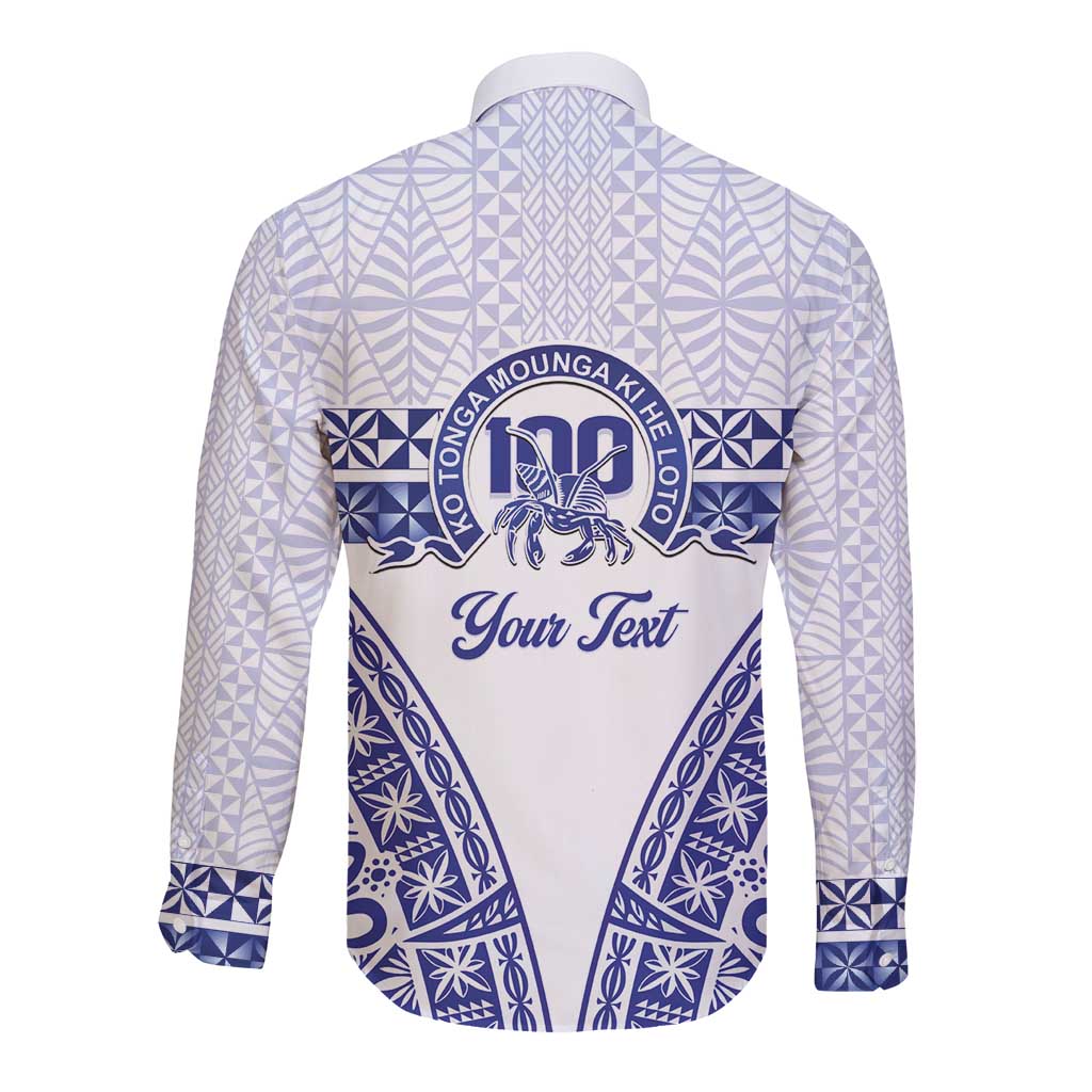 Personalised Queen Salote College Long Sleeve Button Shirt Kolisi Fefine 100th Anniversary Kupesi White - Polynesian Pride