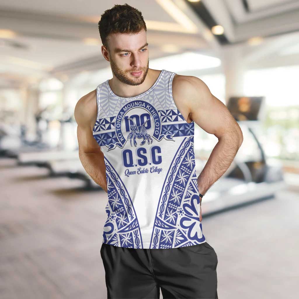 Personalised Queen Salote College Men Tank Top Kolisi Fefine 100th Anniversary Kupesi White - Polynesian Pride