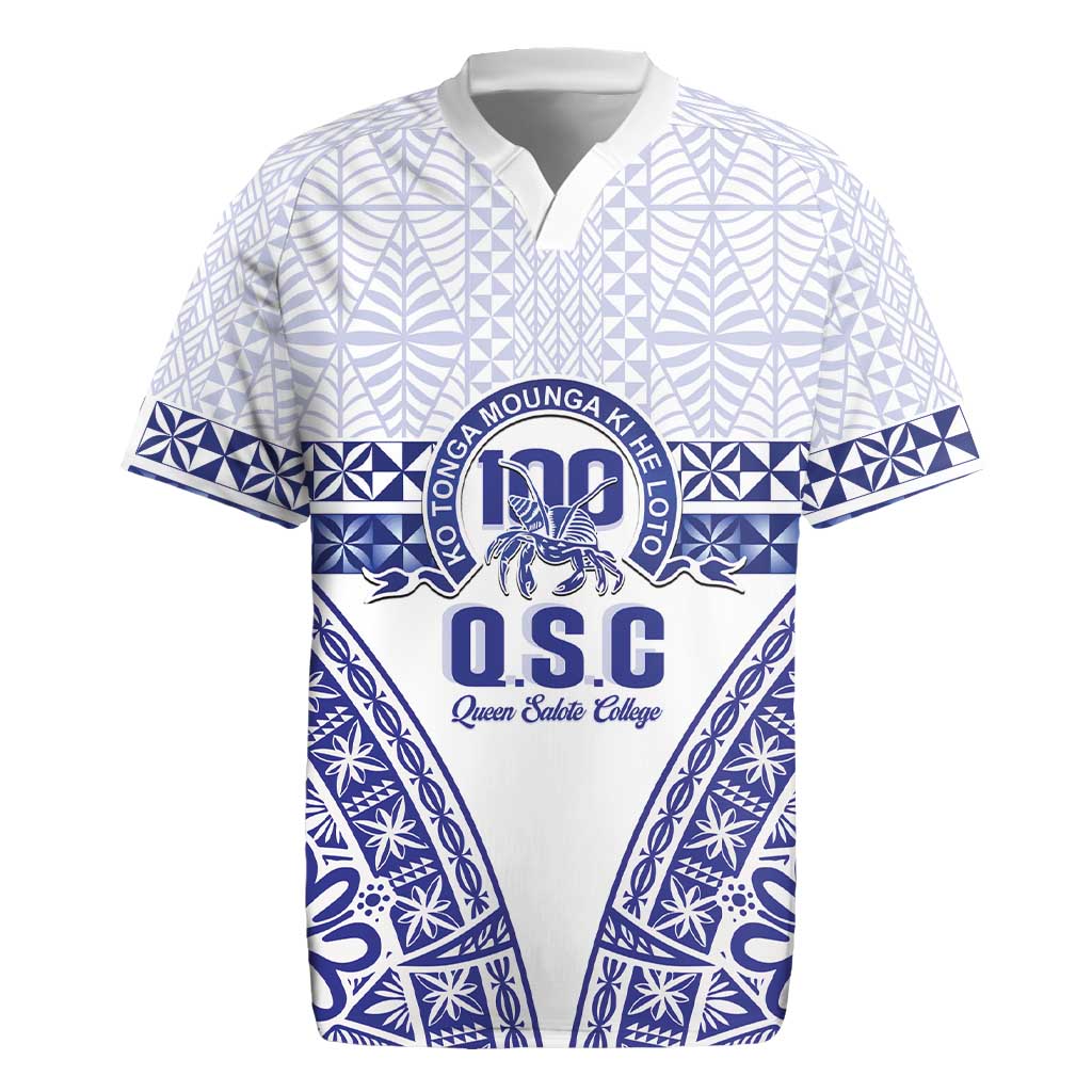 Personalised Queen Salote College Rugby Jersey Kolisi Fefine 100th Anniversary Kupesi White - Polynesian Pride