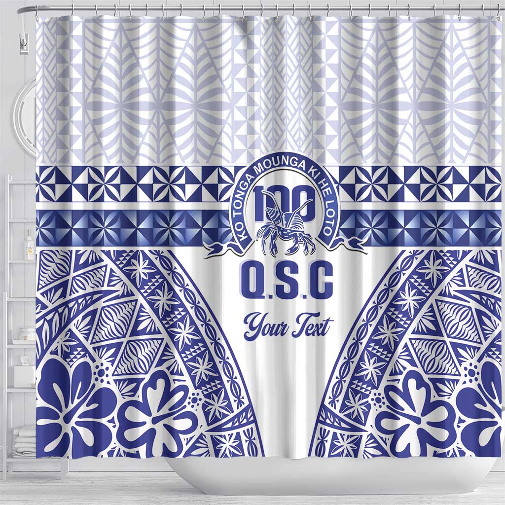 Personalised Queen Salote College Shower Curtain Kolisi Fefine 100th Anniversary Kupesi White - Polynesian Pride