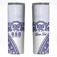 Personalised Queen Salote College Skinny Tumbler Kolisi Fefine 100th Anniversary Kupesi White - Polynesian Pride