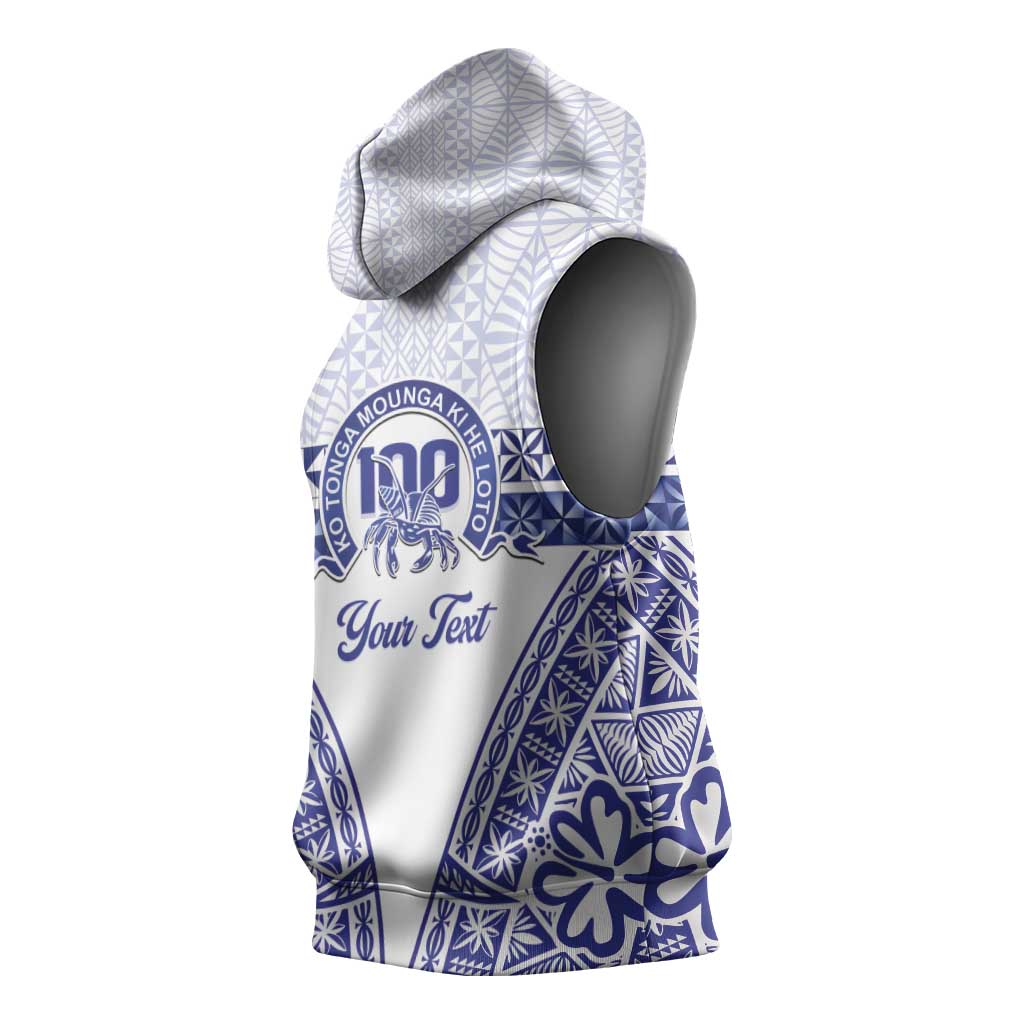 Personalised Queen Salote College Sleeveless Hoodie Kolisi Fefine 100th Anniversary Kupesi White - Polynesian Pride