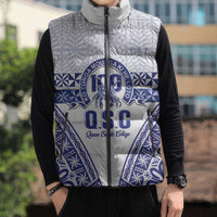 Personalised Queen Salote College Sleeveless Puffer Jacket Kolisi Fefine 100th Anniversary Kupesi White - Polynesian Pride