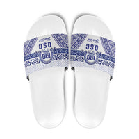 Personalised Queen Salote College Slide Sandals Kolisi Fefine 100th Anniversary Kupesi White - Polynesian Pride