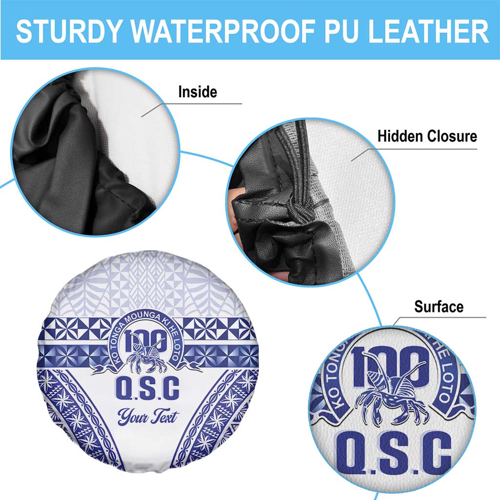 Personalised Queen Salote College Spare Tire Cover Kolisi Fefine 100th Anniversary Kupesi White - Polynesian Pride