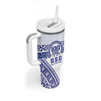 Personalised Queen Salote College Tumbler With Handle Kolisi Fefine 100th Anniversary Kupesi White - Polynesian Pride