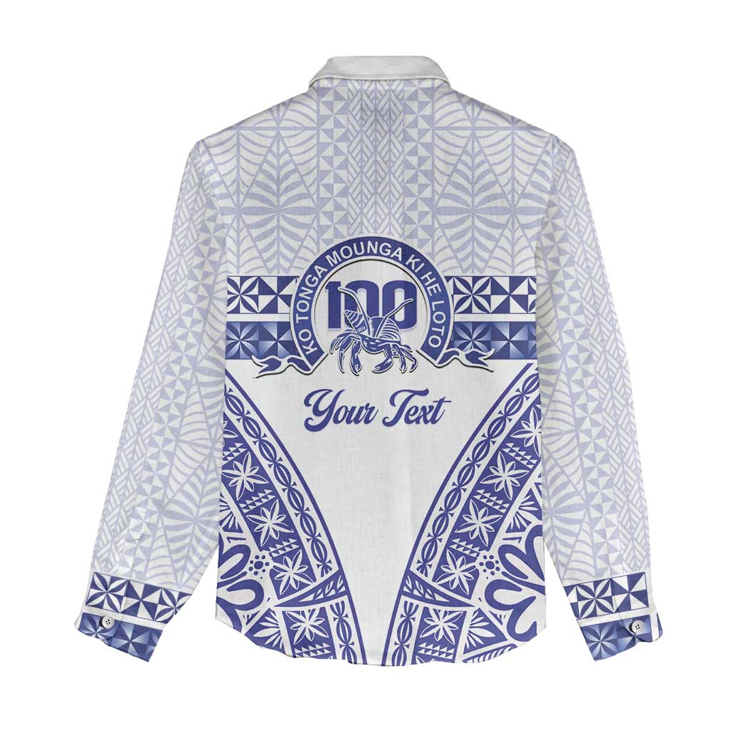 Personalised Queen Salote College Women Casual Shirt Kolisi Fefine 100th Anniversary Kupesi White - Polynesian Pride