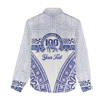 Personalised Queen Salote College Women Casual Shirt Kolisi Fefine 100th Anniversary Kupesi White - Polynesian Pride