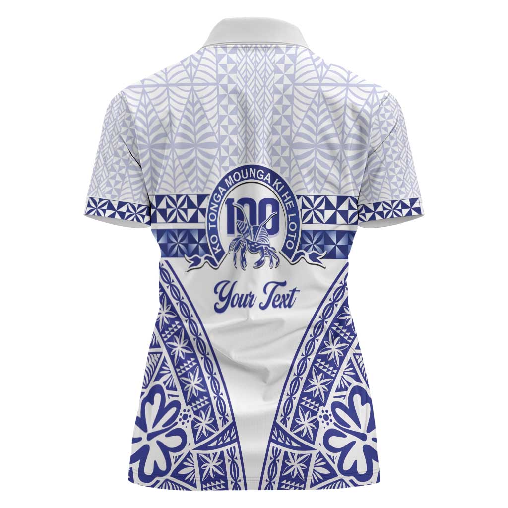 Personalised Queen Salote College Women Polo Shirt Kolisi Fefine 100th Anniversary Kupesi White - Polynesian Pride