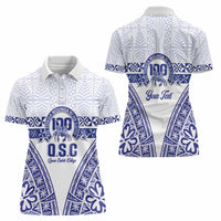 Personalised Queen Salote College Women Polo Shirt Kolisi Fefine 100th Anniversary Kupesi White - Polynesian Pride