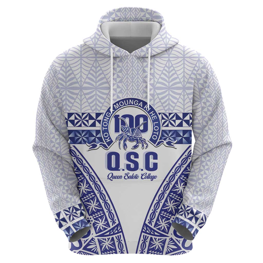Personalised Queen Salote College Zip Hoodie Kolisi Fefine 100th Anniversary Kupesi White - Polynesian Pride