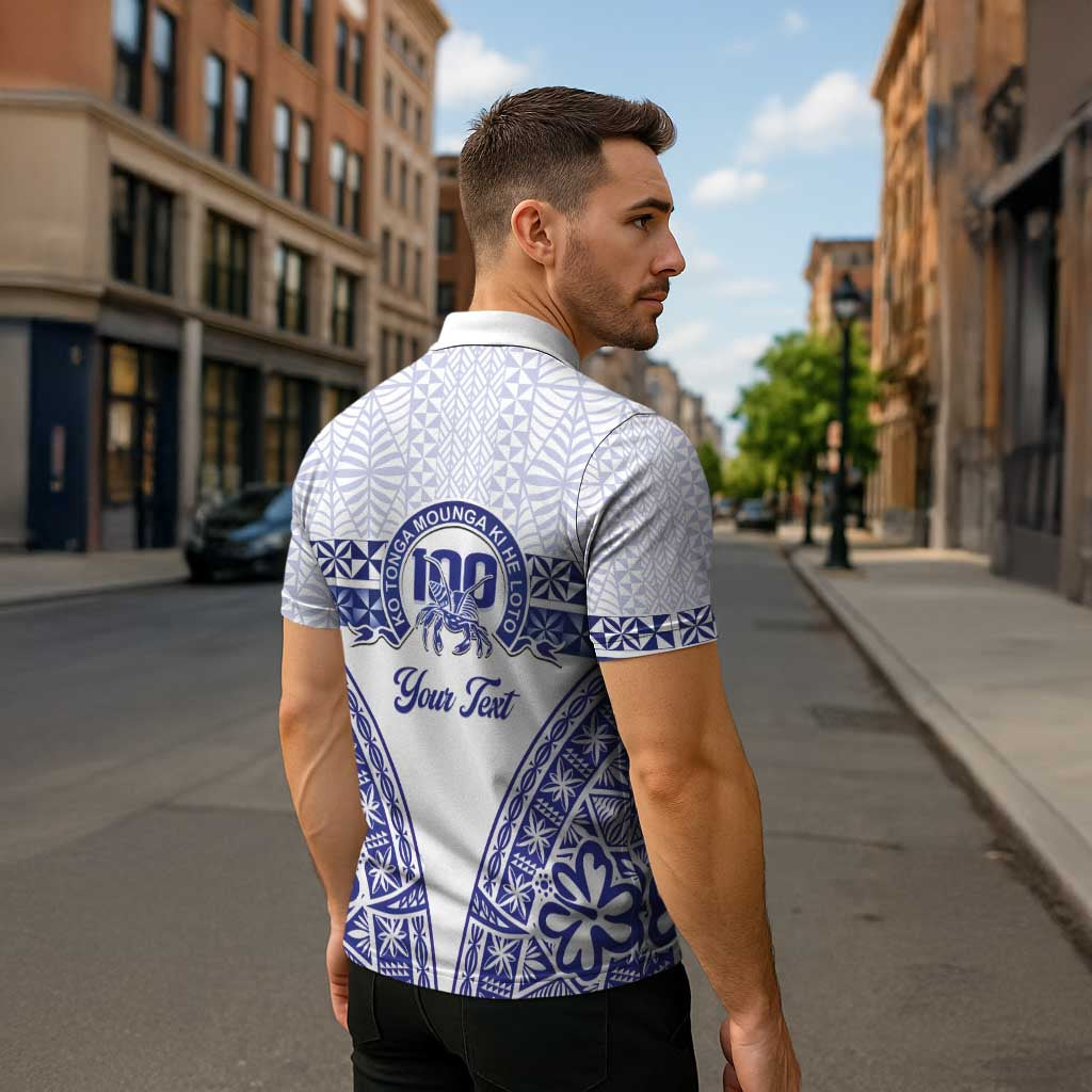 Personalised Queen Salote College Zipper Polo Shirt Kolisi Fefine 100th Anniversary Kupesi White - Polynesian Pride