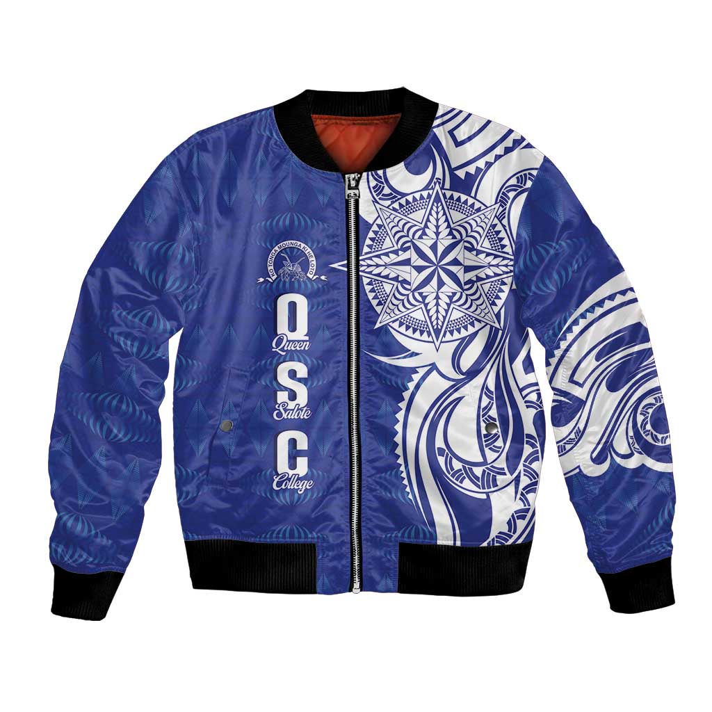 Personalised Queen Salote College Bomber Jacket QSC Est 1926 Ngatu Pattern - Polynesian Pride