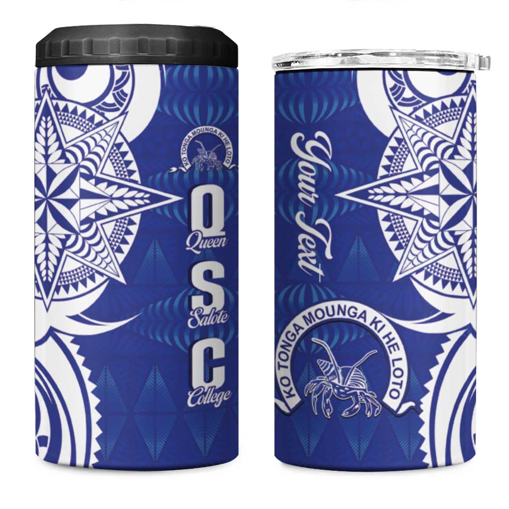 Personalised Queen Salote College 4 in 1 Can Cooler Tumbler QSC Est 1926 Ngatu Pattern - Polynesian Pride