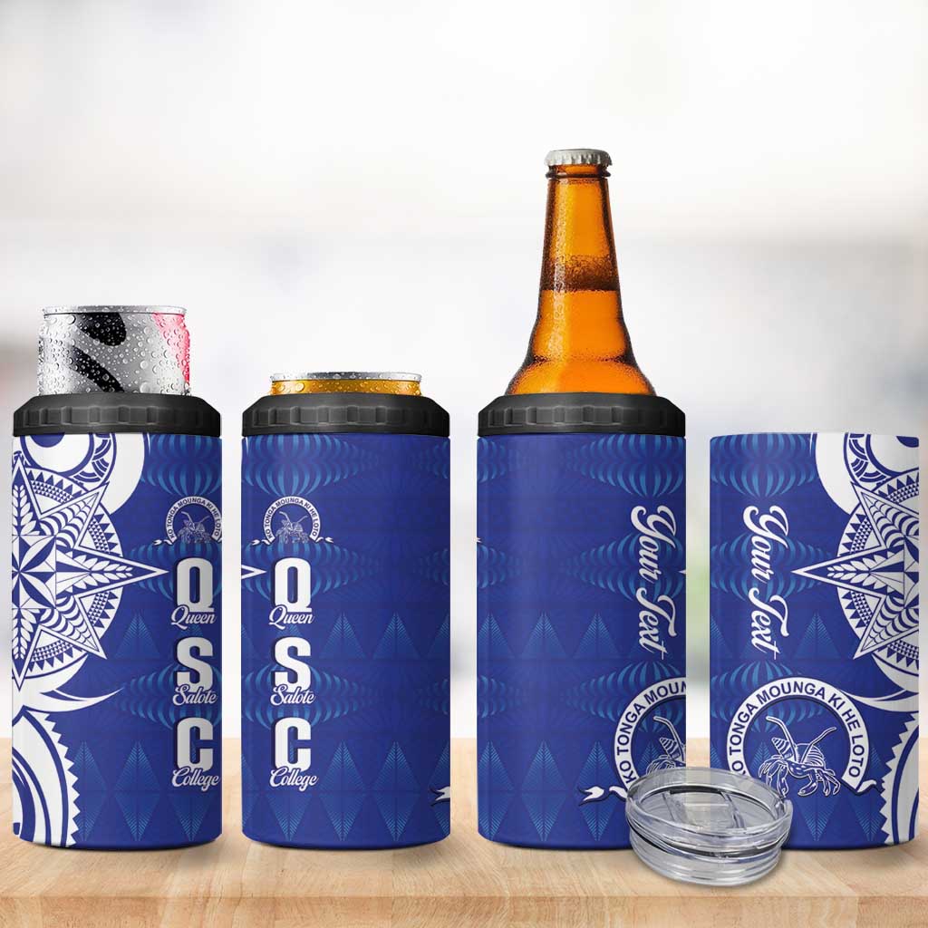 Personalised Queen Salote College 4 in 1 Can Cooler Tumbler QSC Est 1926 Ngatu Pattern - Polynesian Pride