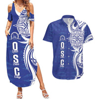 Personalised Queen Salote College Couples Matching Summer Maxi Dress and Hawaiian Shirt QSC Est 1926 Ngatu Pattern - Polynesian Pride