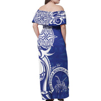 Personalised Queen Salote College Family Matching Off Shoulder Maxi Dress and Hawaiian Shirt QSC Est 1926 Ngatu Pattern - Polynesian Pride