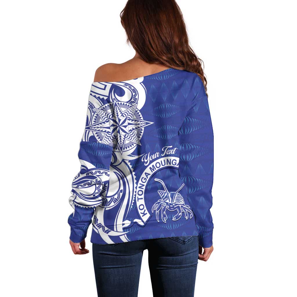 Personalised Queen Salote College Off Shoulder Sweater QSC Est 1926 Ngatu Pattern - Polynesian Pride