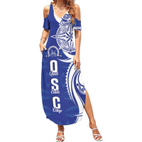 Personalised Queen Salote College Summer Maxi Dress QSC Est 1926 Ngatu Pattern - Polynesian Pride