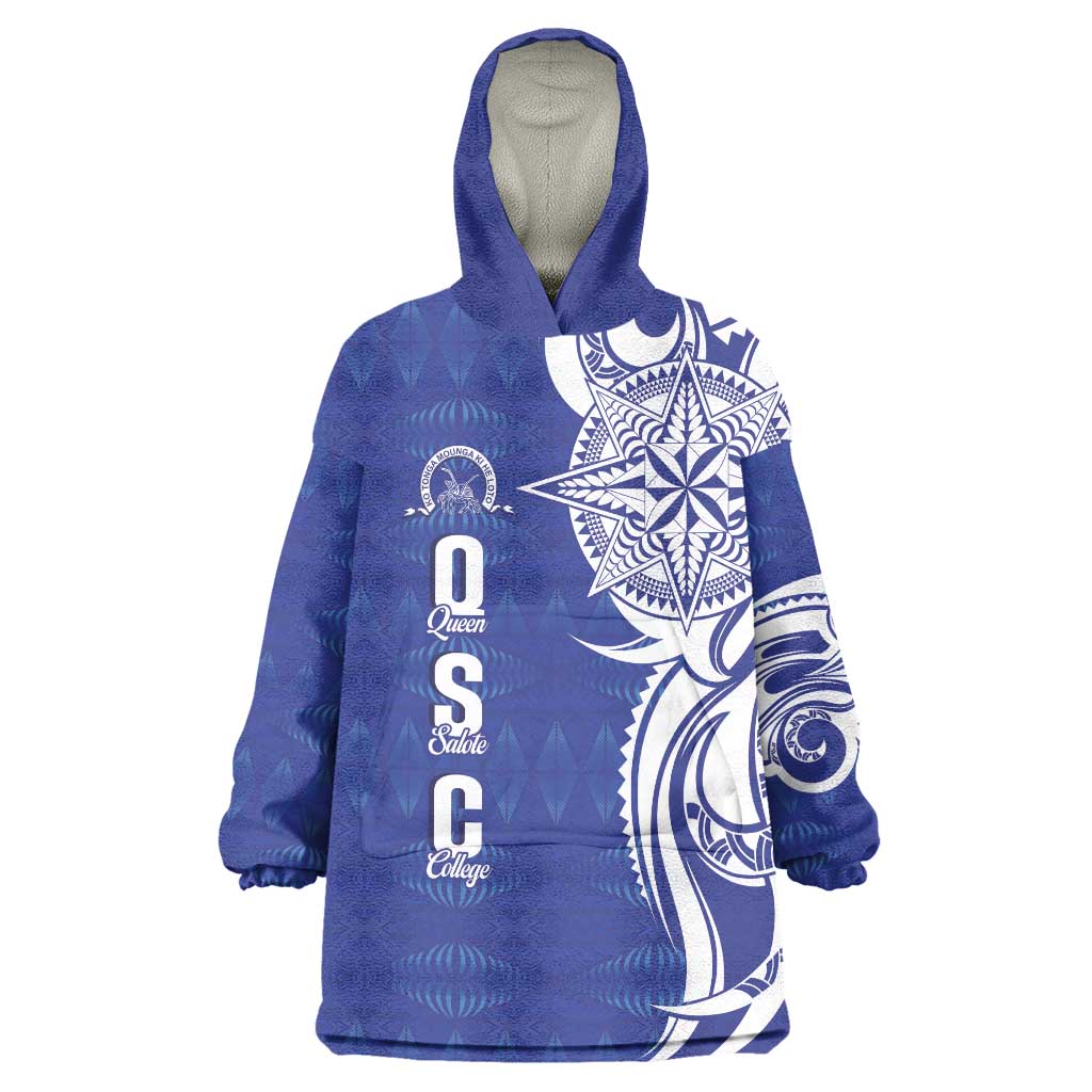 Personalised Queen Salote College Wearable Blanket Hoodie QSC Est 1926 Ngatu Pattern - Polynesian Pride
