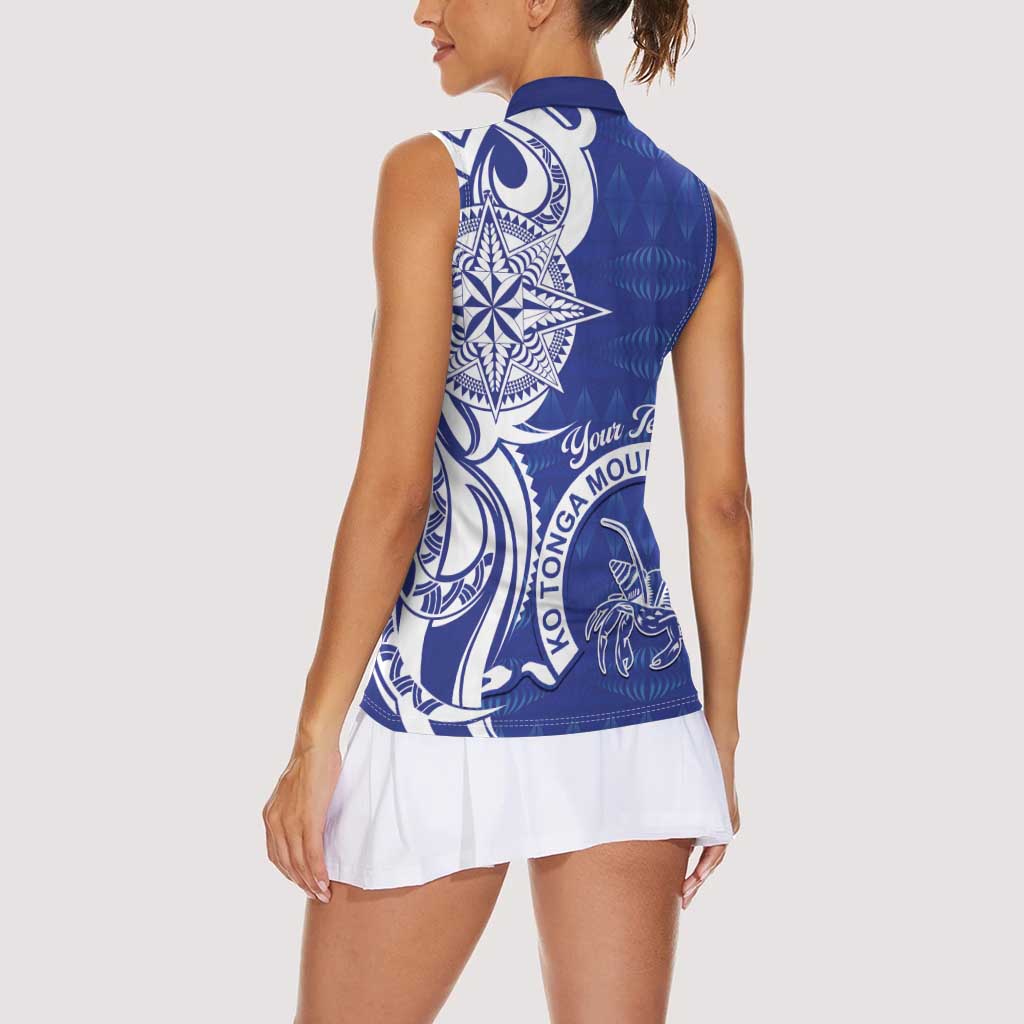 Personalised Queen Salote College Women Sleeveless Polo Shirt QSC Est 1926 Ngatu Pattern - Polynesian Pride