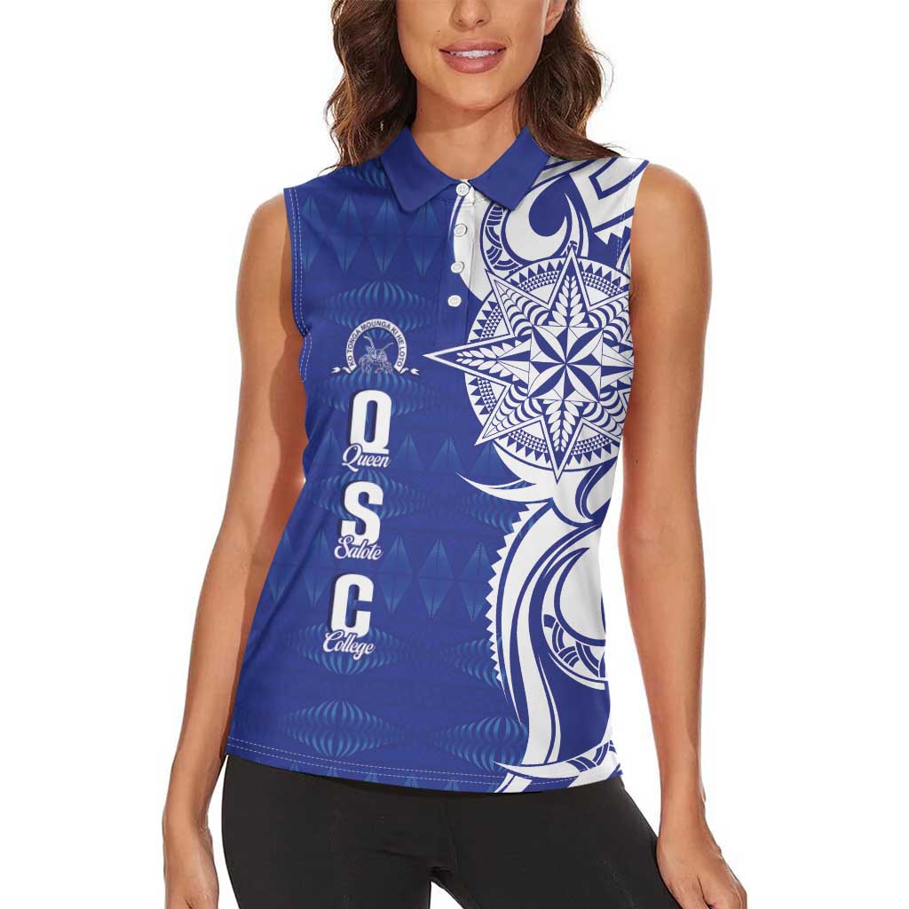 Personalised Queen Salote College Women Sleeveless Polo Shirt QSC Est 1926 Ngatu Pattern - Polynesian Pride